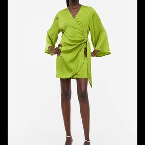 Chic Lime Green Wrap Dress